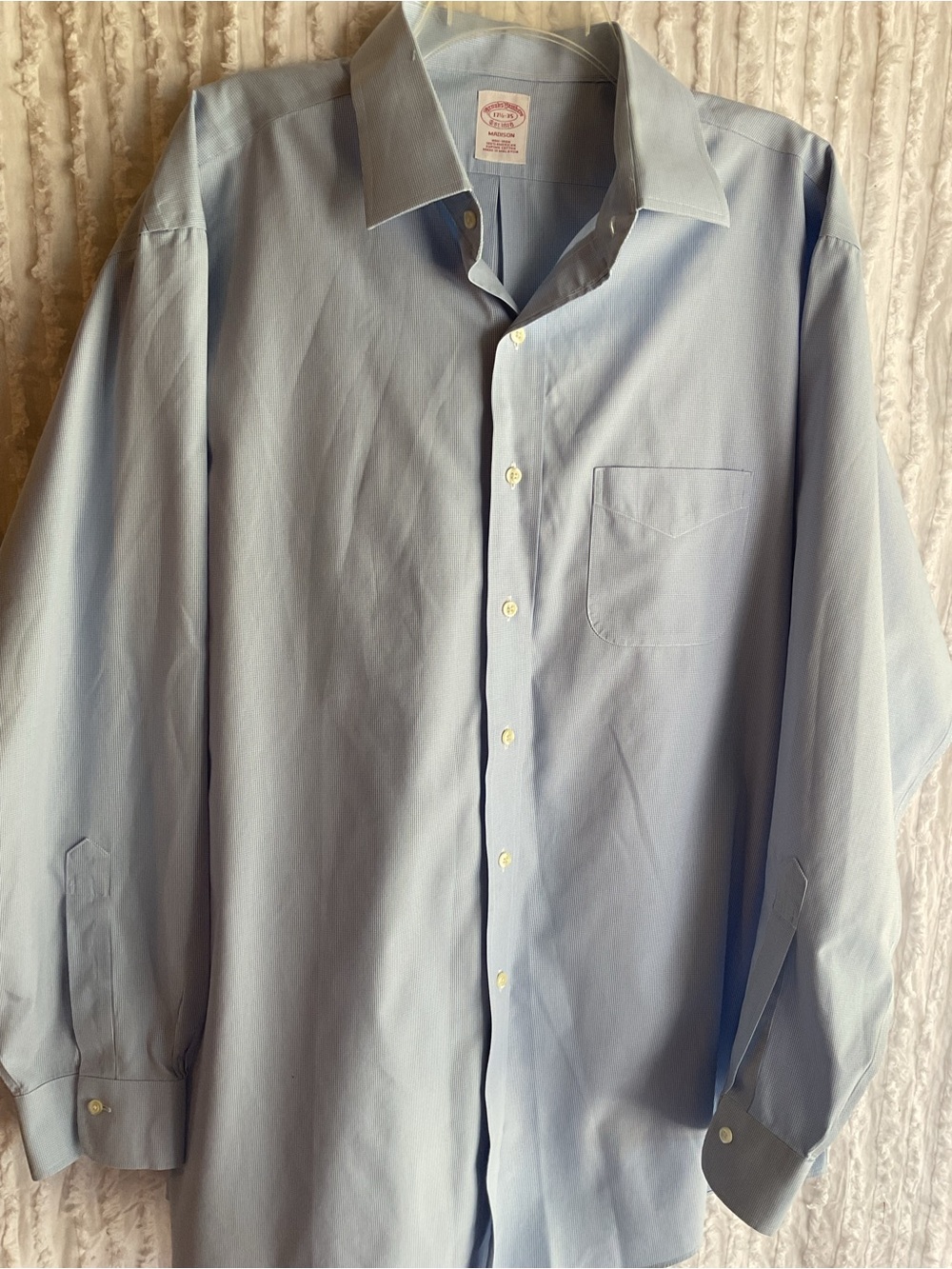 BROOKS BROTHERS Light Blue Men’s Dress Shirt MADISON FIT 17.5/35 PIMA NON IRON
